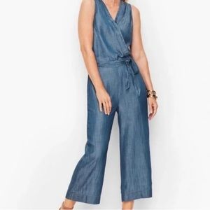 💙Talbots Chambray Tie Front Jumpsuit size 10